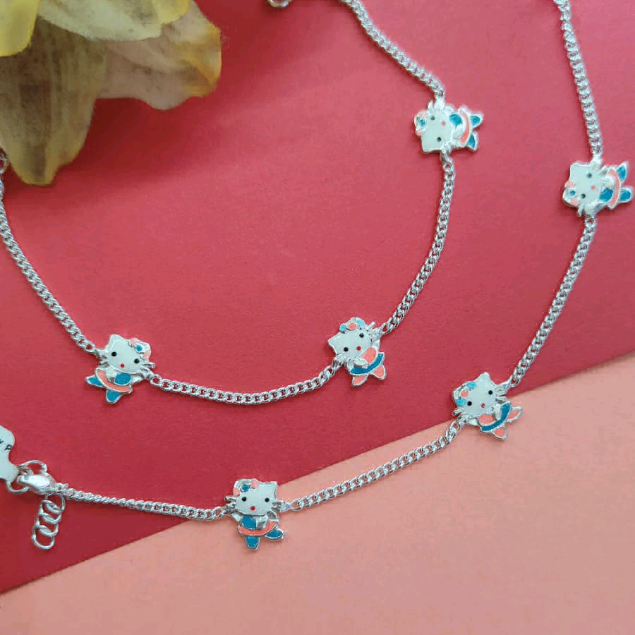 Enamel Kitty Anklets for Little Girls